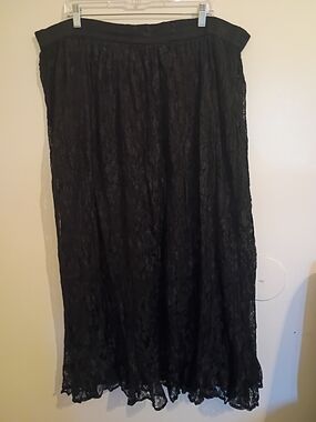Chico's Women's Black Lace Maxi Skirt Sz 3 16 Or XL